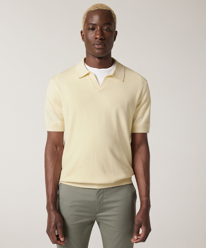 Trophy Knit Polo in Lemon